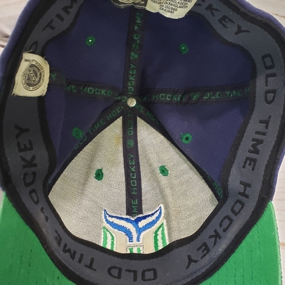 Vintage Old Time Hockey Hartford Whalers Flex Fit Baseball Hat Blue Green NHL - Picture 7 of 11